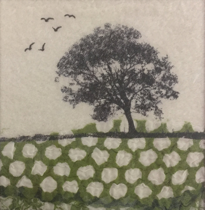 Tree & Birds - textile art by Lindsey Tyson