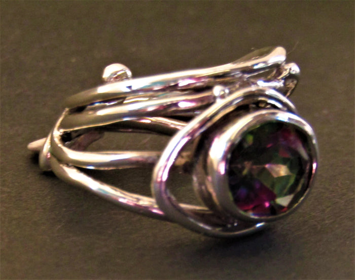 Fossil Ring in Silver set with Mystic Topaz by Madeleine Blaine