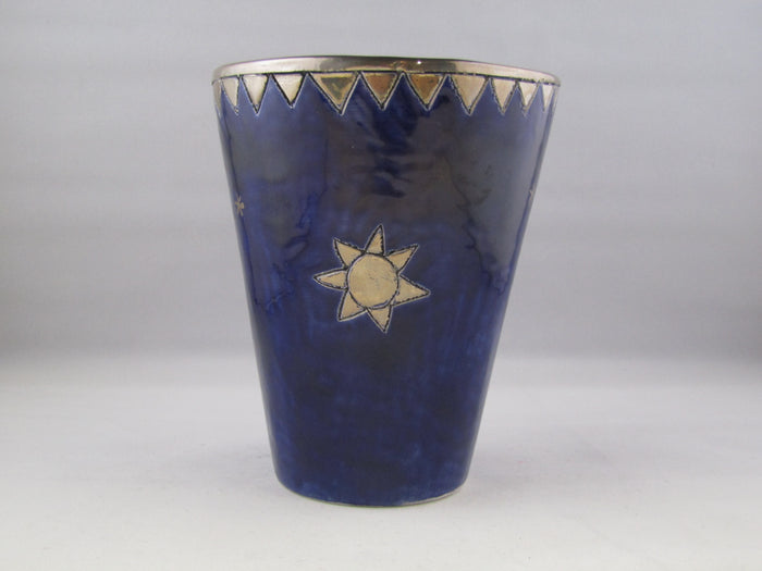 Large Dark Blue Beaker with Platinum Detailing by Sophie Smith