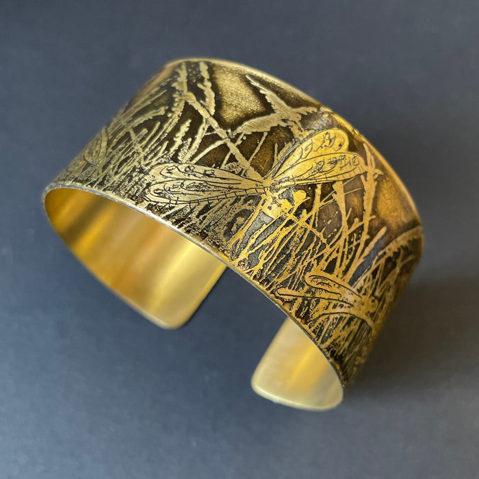 Dragonfly Brass Cuff by Anna Roebuck