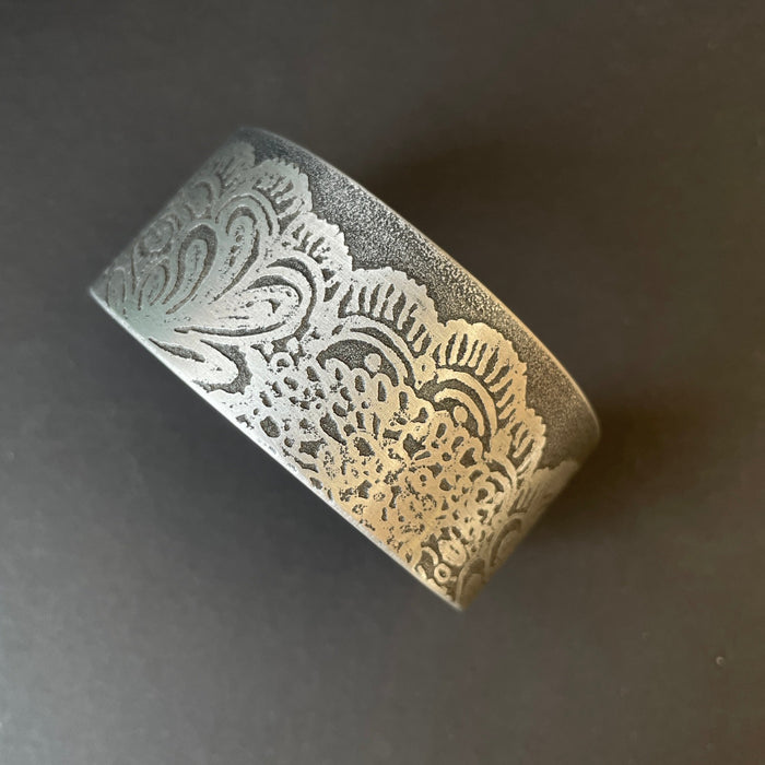 Frilly lace Aluminium Cuff by Anna Roebuck