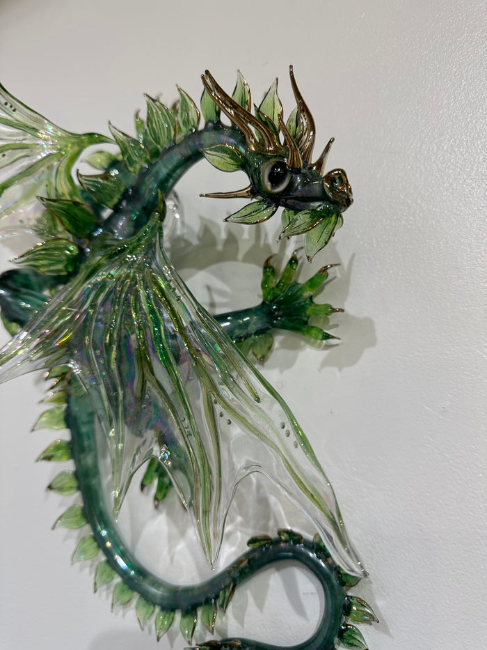 Green Glass Leaf Dragon by Sandra Young