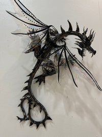 Large Black Glass Wall Dragon