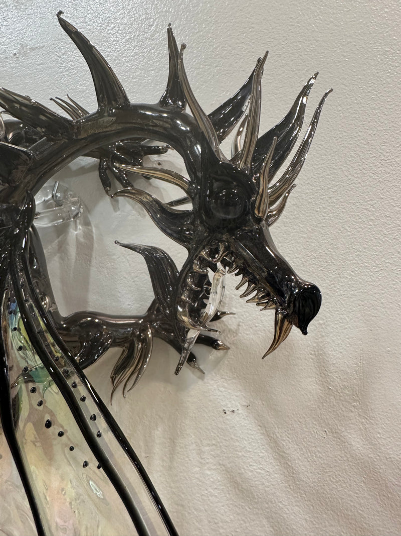 Large Black Glass Wall Dragon