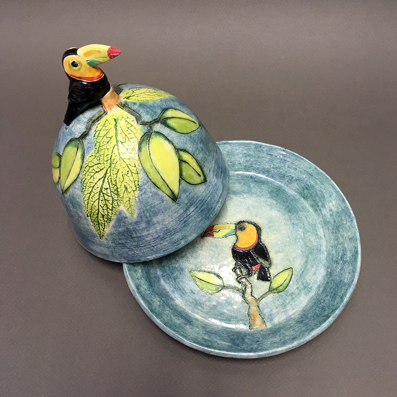 Toucan Small butter/cheese dish by Jeanne Jackson