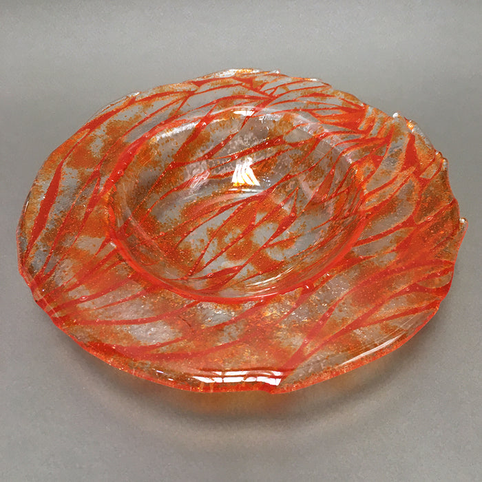 Orange Ice Glass Dish by Judith Berger