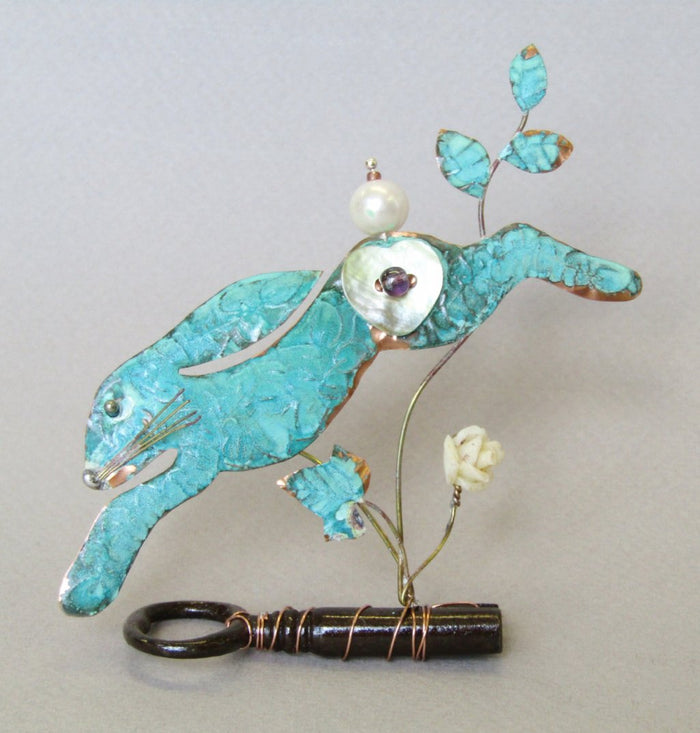 Small Leaping Hare on a Key Assemblage by Linda Lovatt