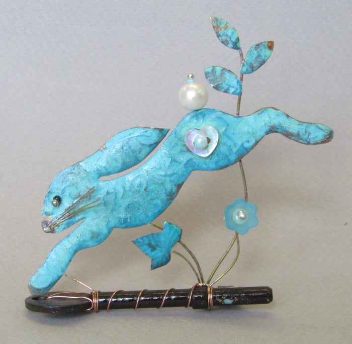 Small Leaping Hare on a Key Assemblage by Linda Lovatt