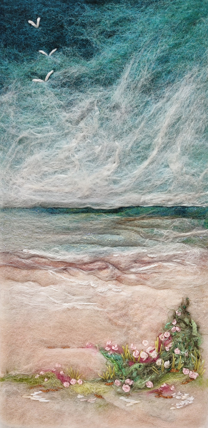 Beach Day - textile art by Marie Jones