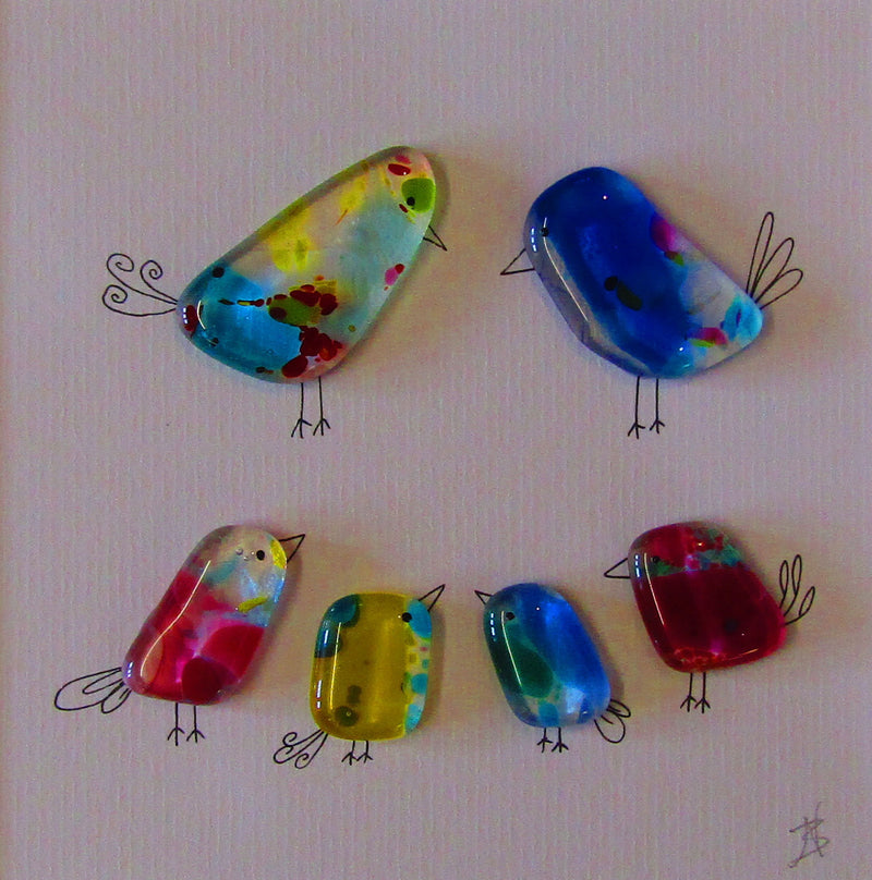 Sweet Tweet Family - Fused Glass and Illustration by Niko Brown