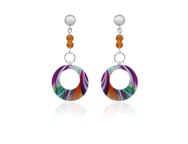 Paradise Orange Silver and Aluminium Earrings by Pixalum