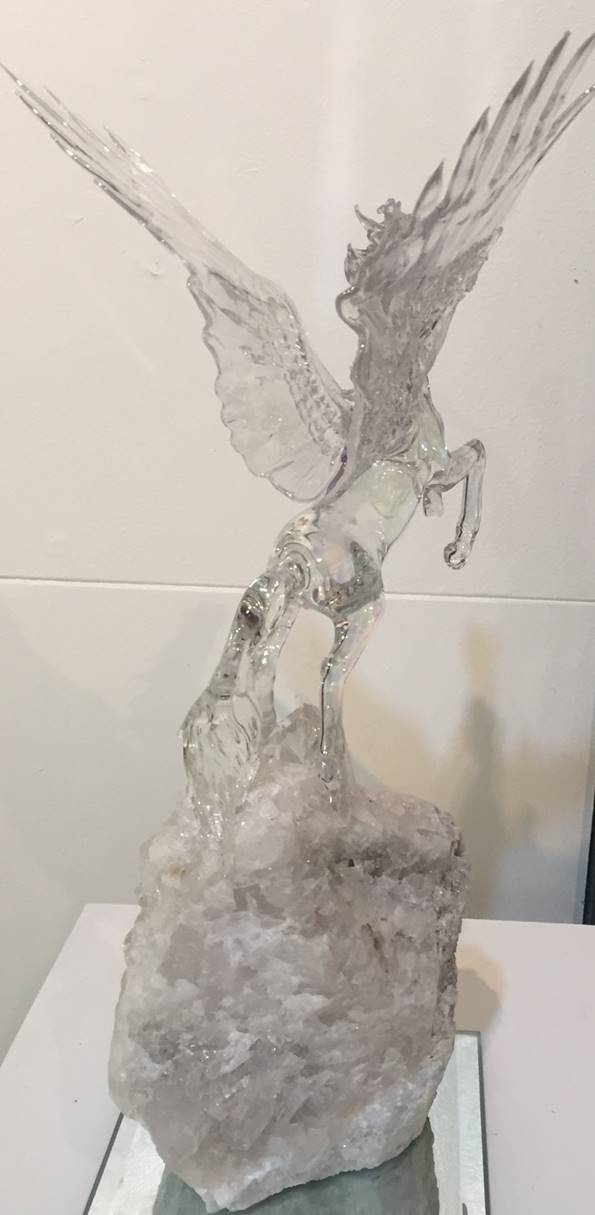 Hand blown orders glass pegasus.