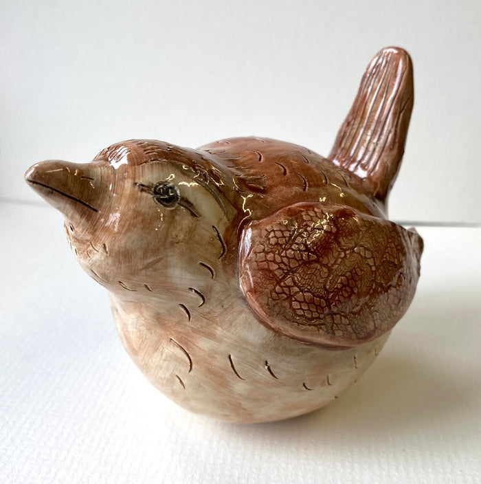 Handmade ceramic Wren by Stephanie Beasley