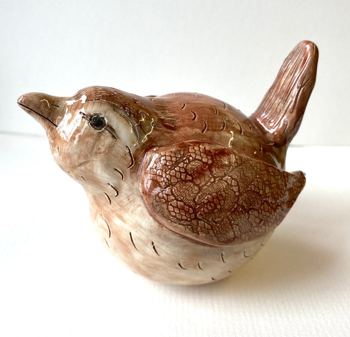 Handmade ceramic Wren by Stephanie Beasley