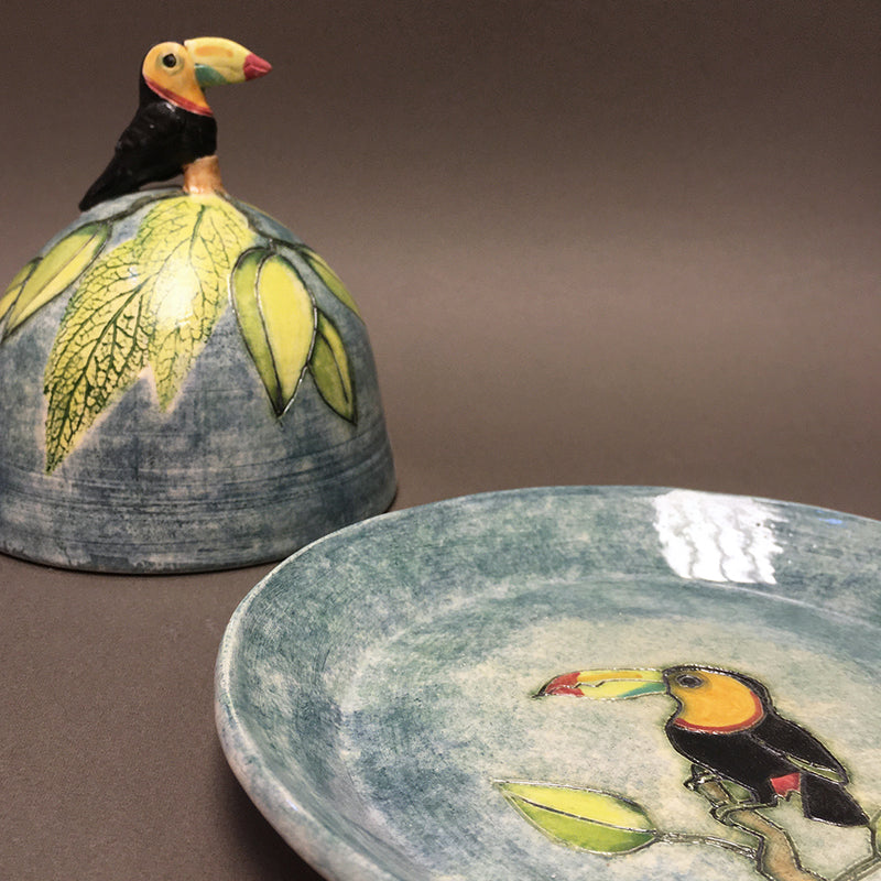 Toucan Small butter/cheese dish by Jeanne Jackson