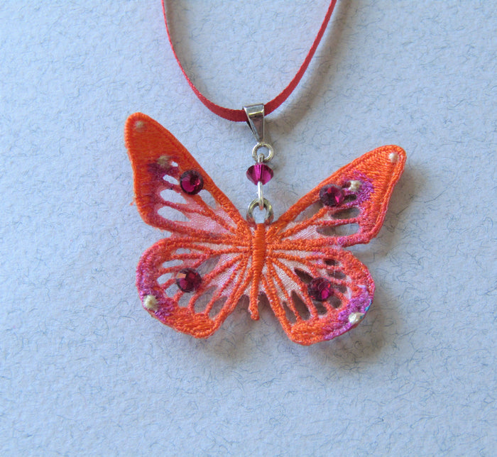 Butterfly Pendant with Swarovski Crystals.