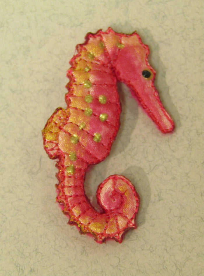 Seahorse Embroidered Brooch by Vikki Lafford Garside