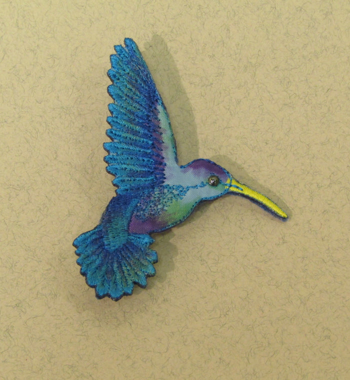 Hummingbird Embroidered Brooch by Vikki Lafford Garside