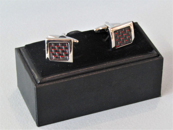 Chequered pewter cufflinks