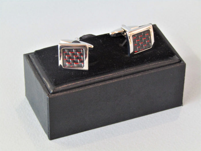 Chequered pewter cufflinks