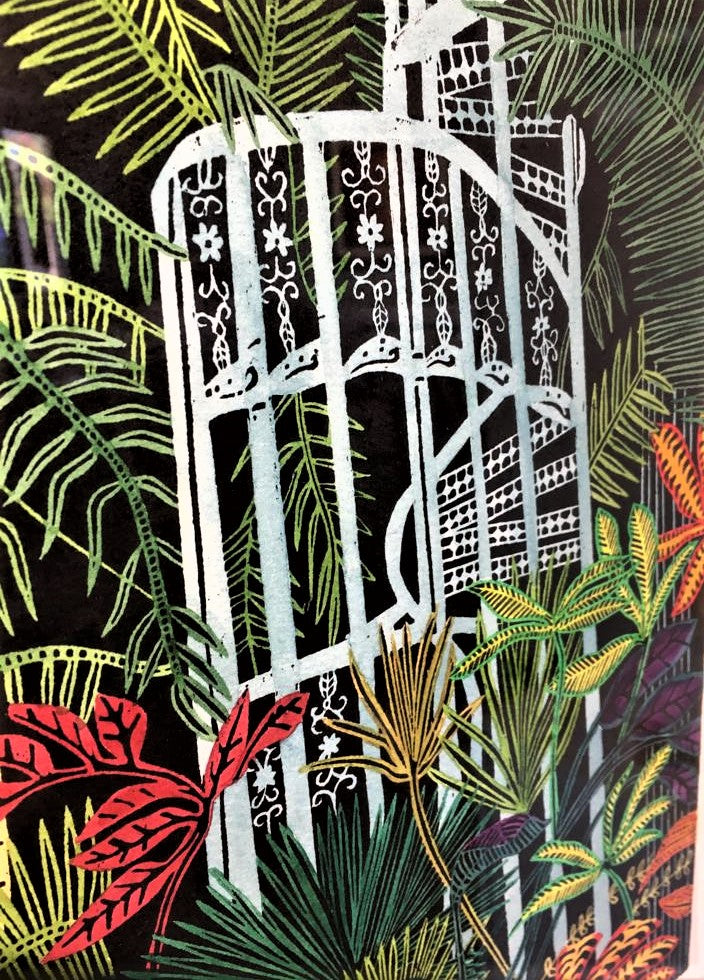 Hand Painted Woodcut Print by Helen Taylor