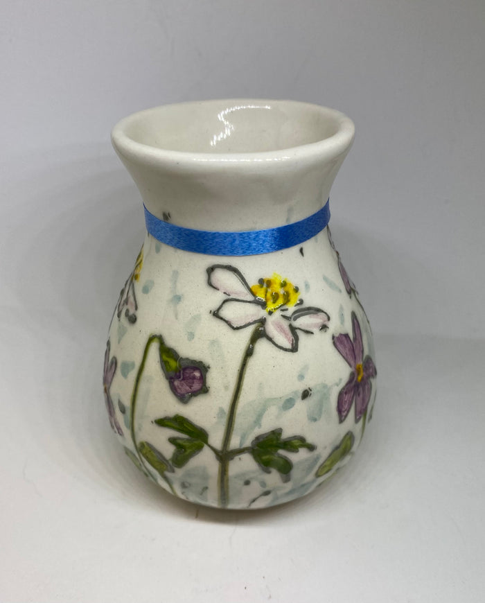 Small Hand - Painted Ceramic Bud Vase by Jenny Bell  Media 1 of 4