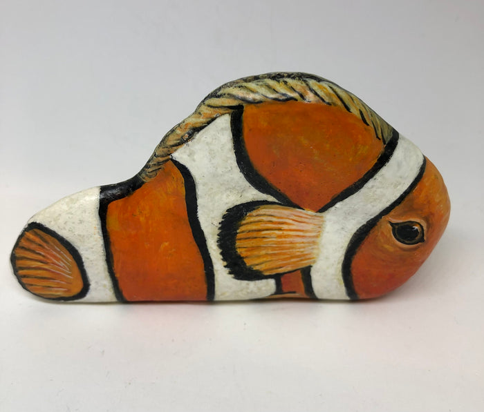 Clown Fish - handpainted pebble by Rosemary Timney