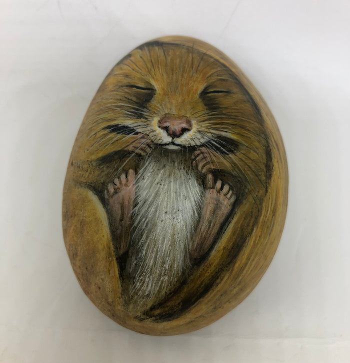 Sleeping Dormouse - handpainted pebble by Rosemary Timney