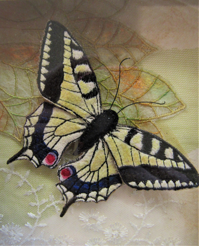 Framed Textile Swallowtail Butterfly by Vikki Lafford Garside